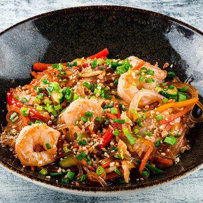 Маруми - Лапша харусаме с креветками в сливово-медовом соусе