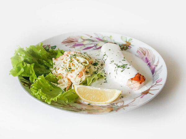 Брынза - Семга, жаренная в сливочно-икорном соусе