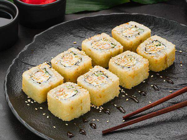 Рыба закусывала - Ролл Сливочная креветка темпура