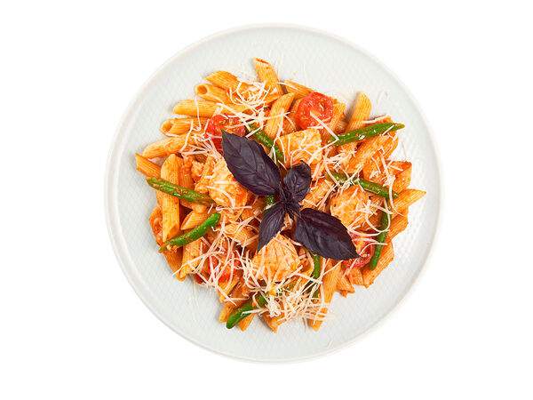 Мандарин - Пенне с лососем и томатами