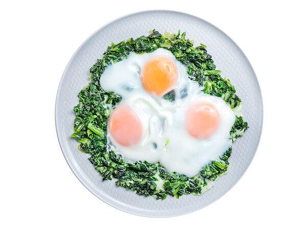 Мандарин - Глазунья со шпинатом