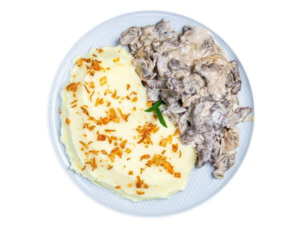 Мандарин - Бефстроганов из телятины с картофельным пюре