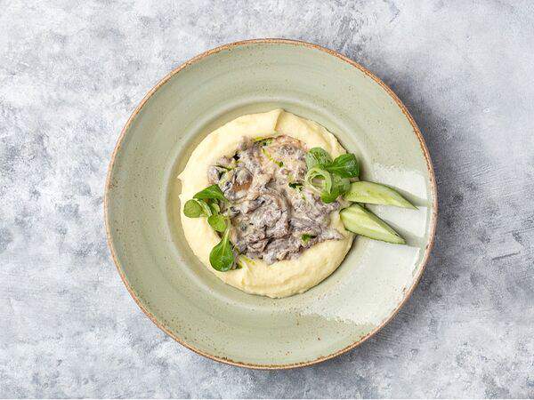 Пшеничный кот - Бефстроганов с шампиньонами и картофельным кремом