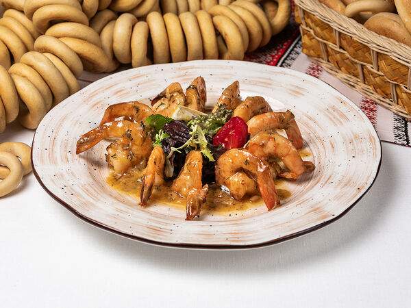 Казачок - Тигровые креветки в винно-чесночном соусе