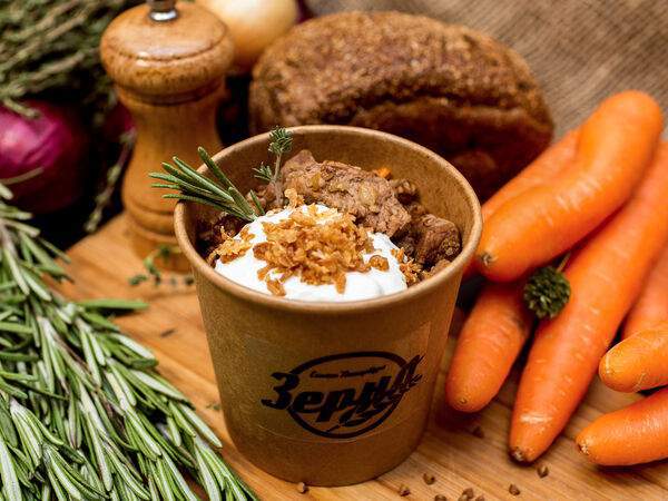 Зерно - Греча с говяжьей печенью и сметаной