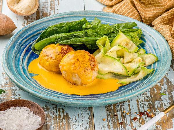 Пряности & Радости - Котлеты из щуки с креветками и соусом биск