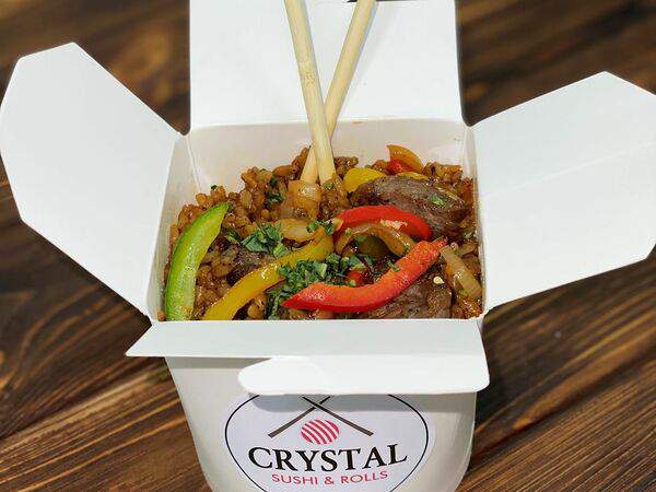 Crystal Sushi & Rolls - Вок с рисом и говядиной