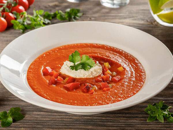 IL Патио - Томатный суп с муссом из пармезана