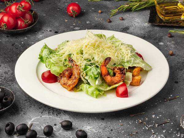 Пицца Като - Салат Цезарь с креветками