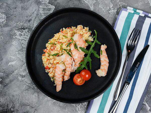 Мох - Рис в сливочном соусе с креветками