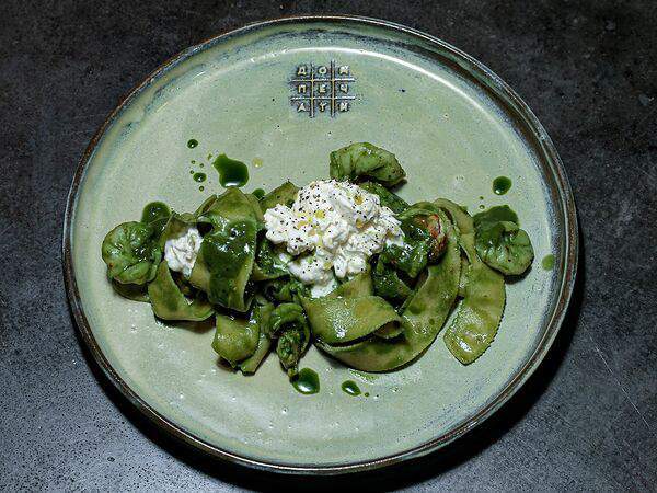 Дом печати - Паста со шпинатом и креветками