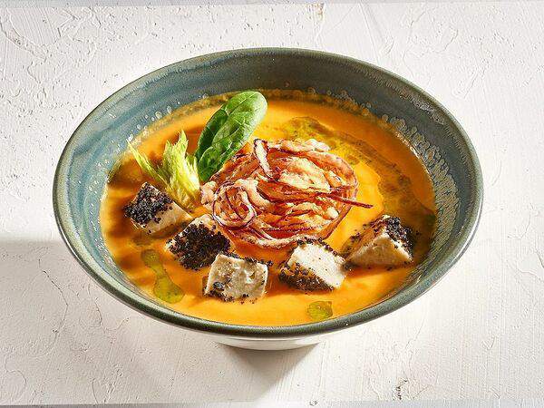 Pizzarella36 - Крем-суп из тыквы с сыром Фета и хрустящим луком