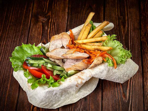 Папа жарит мясо - Открытая шаурма куриная