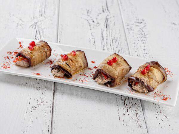 Ткемали - Рулетики из жареных баклажанов с орехами