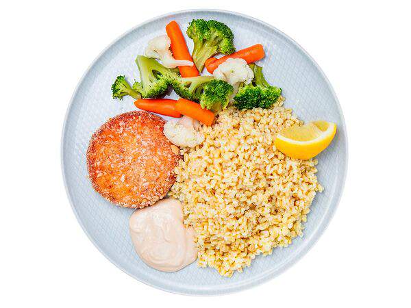 Мандарин - Котлеты из щуки с булгуром, овощами и имбирным соусом