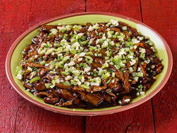 Девять драконов - Жареные баклажаны с мясом