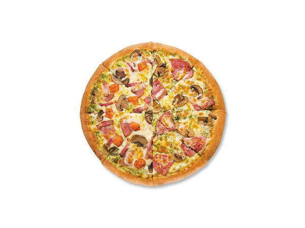 Алло! Пицца - Пицца Альфредо с беконом и Ветчина и грибы