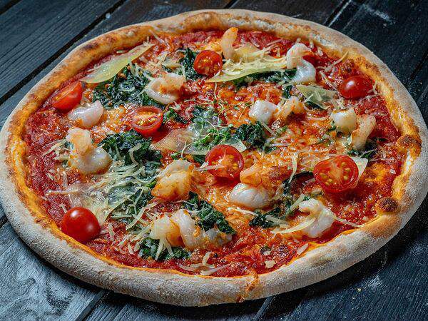 12 - Пицца с креветками и шпинатом