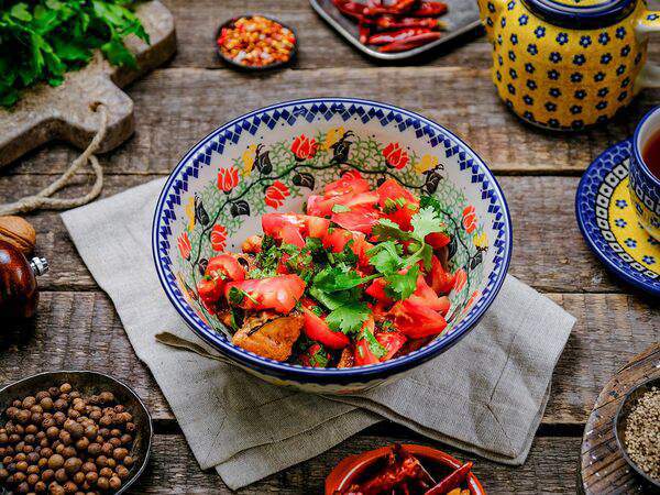 Брынза - Салат с хрустящими баклажанами