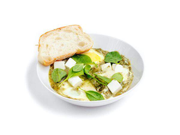 Cake & breakfast - Зеленая шакшука с колбасками