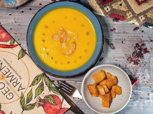 Georgia Armenia - Нежный крем-суп из тыквы с креветками