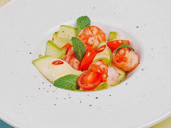 Винни  Пух - Маринованные цукини с тигровыми креветками