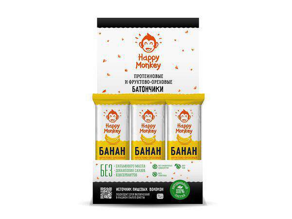 Happy monkey - Шоу-бокс батончиков Банан