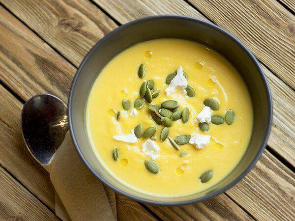 Кофейня Зеленая Улица - Суп-крем Тыквенный с сыром сиртаки