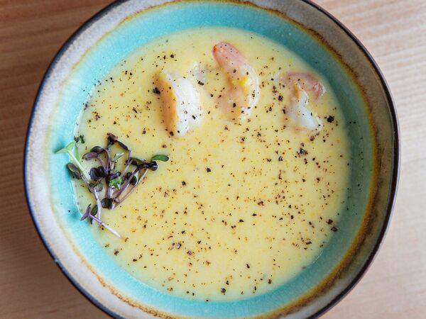 Pasta - Кукурузный крем-суп с креветками