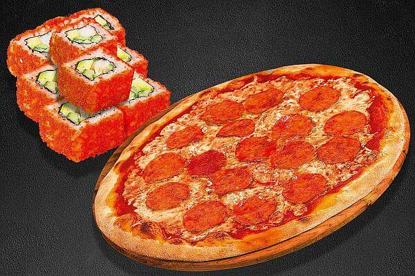 Луиджи - Пицца Пепперони и Ролл Калифорния Xl