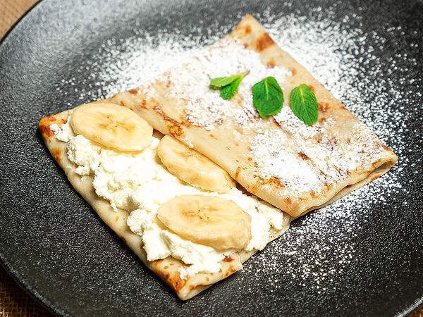 Блинная печка - Блин с творогом и бананом