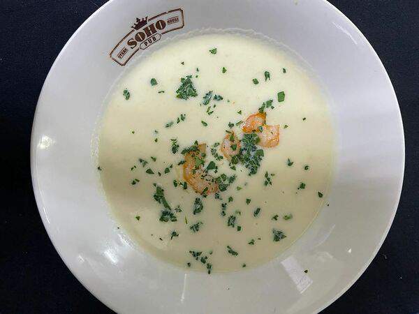 Сохо - Овощной крем-суп с креветками