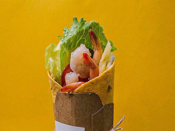 Кухня - Цезарь Ролл с креветками