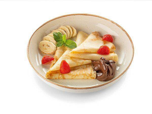 Шоколадница - Блинчики с нутеллой, бананом и клубникой