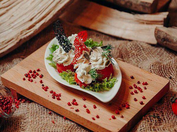 Пейзаж - Закуска из помидор и перца с творожным сыром