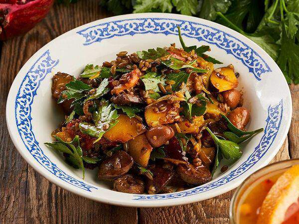 Бабагануш - Салат с сердцами и сливой