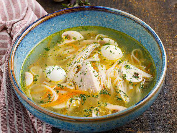 Баклажан Горьковская - Домашний суп-лапша с курой и грибами