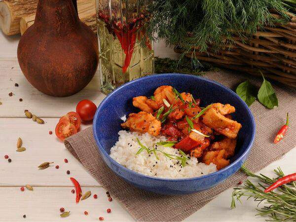 Едалия - Курица в кисло -сладком соусе с рисом