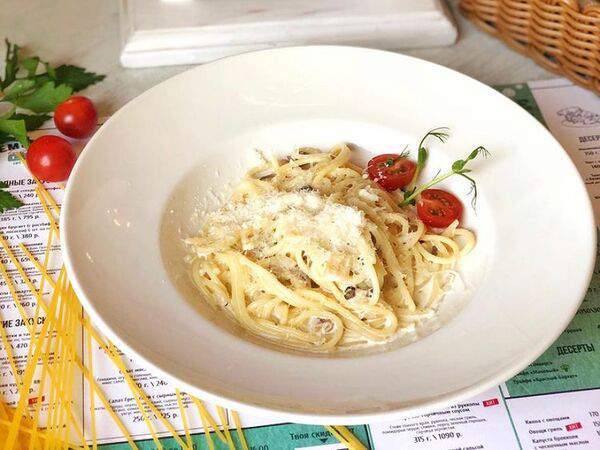 Чемодан - Спагетти с цыплёнком в сливочном соусе