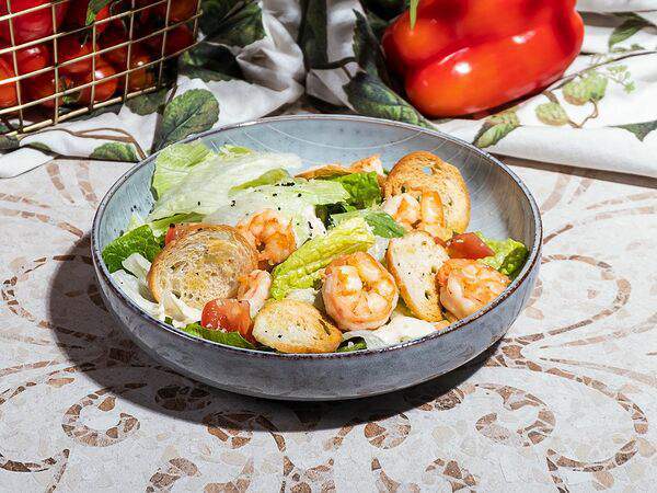 Перчини - Салат Цезарь с тигровыми креветками