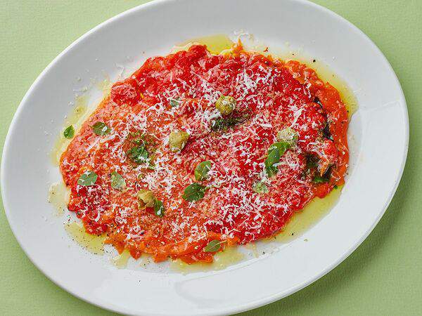 Osteria Mario - Карпаччо из печёного перца с соусом тонато