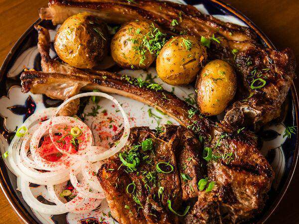 Samsa plov project - Шашлык из баранины на кости с молодым картофелем