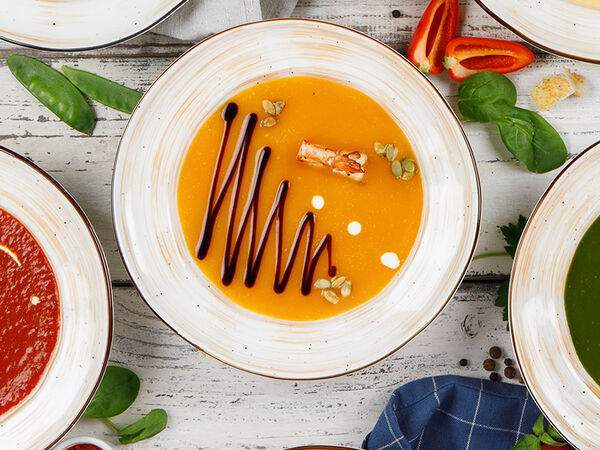 Роял пицца - Суп-пюре тыквенный с креветкой