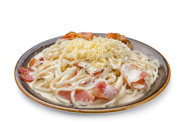 Пицца №1 - Вок удон в сливочном соусе с беконом