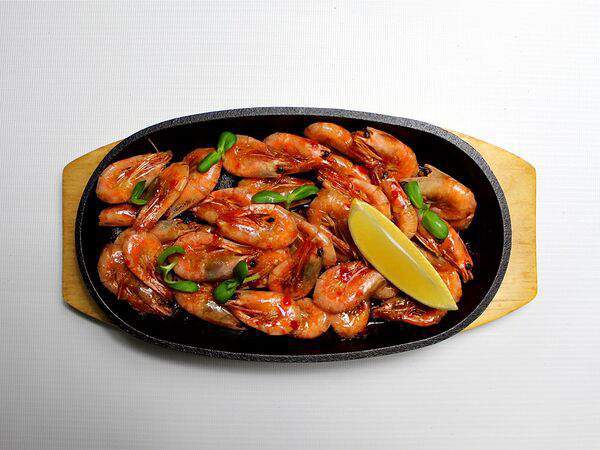 Гости - Креветки жареные в соусе Сладкий Чили с чесноком