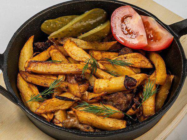 Блиныпицца - Картофель с грибами и свининой