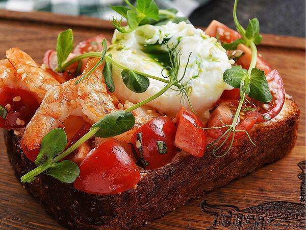 Дикая утка - Пашот с бриошью и тигровыми креветками