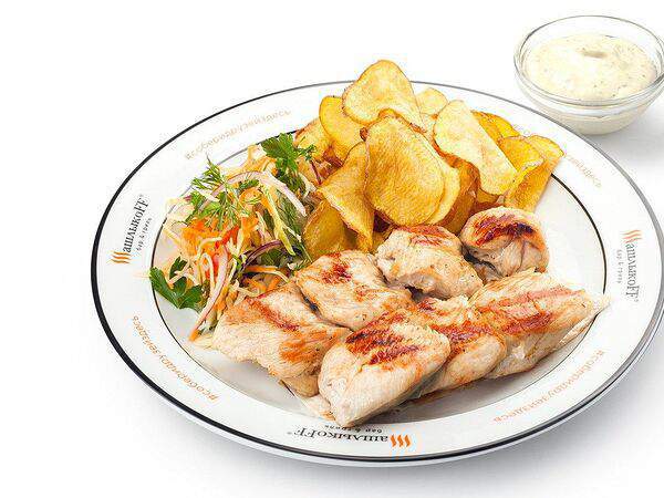 Шашлыкоff - Шашлык из куриной грудки с жареным картофелем