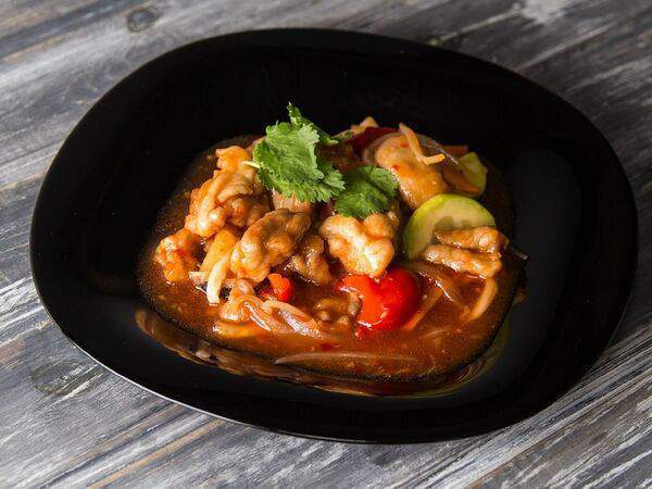 Авокадо - Свинина в кисло-сладком соусе