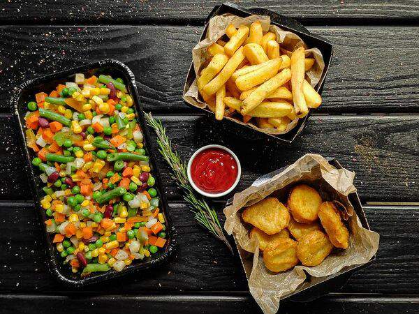 BulbaFrites - Овощи по-мексикански с наггетсами и картофелем по-бельгийски фри